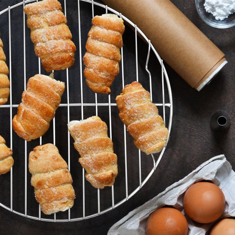 P&P CHEF 7Â½ Inch Cooking Rack Round, Stainless Steel Round Rack for Cooking Cooling Steaming Baking, Fit Air Fryer Pot Pressure Cooker, 2 Pack -Oven Safe, Silver - Image 5
